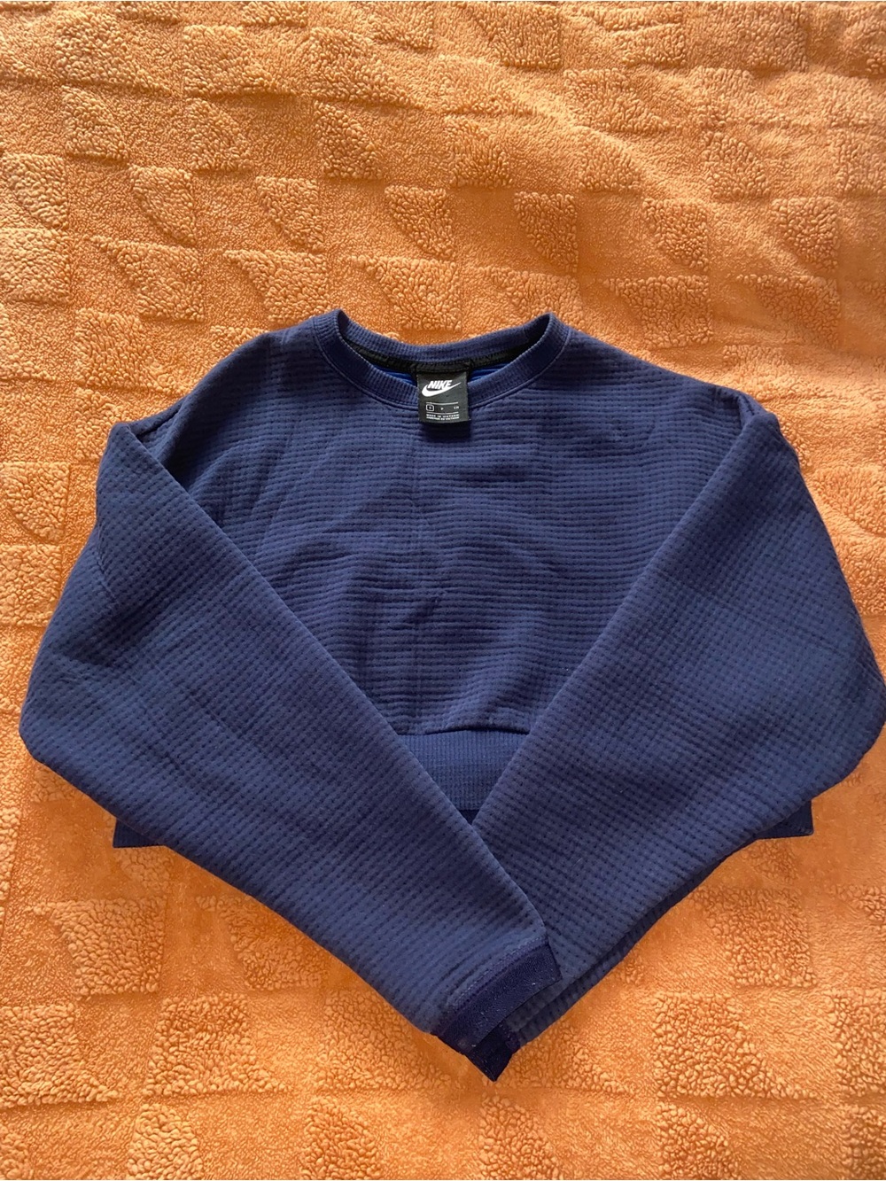 Nike Women's Navy Blue Waffle Crewneck Sweatshirt